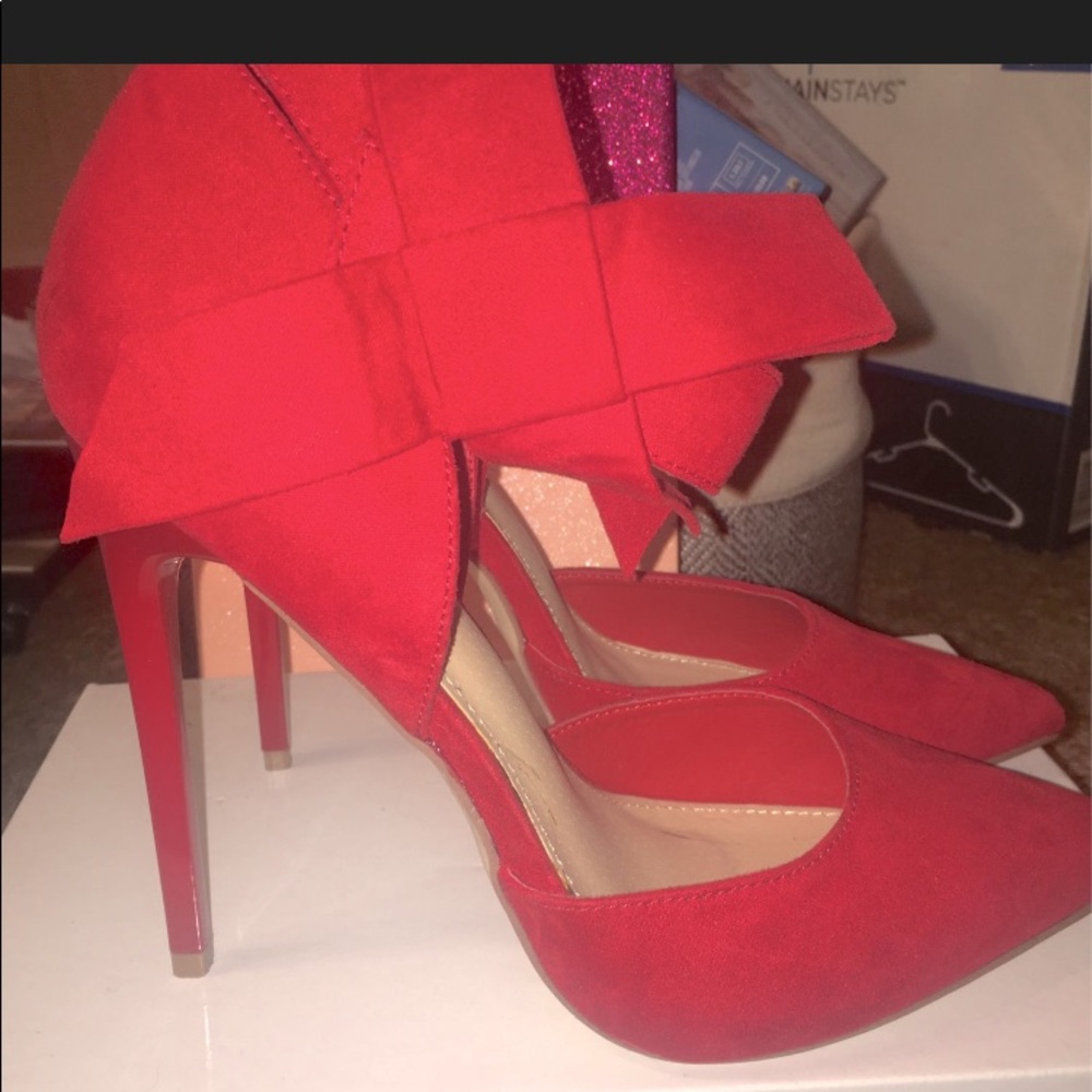 Red suede heels